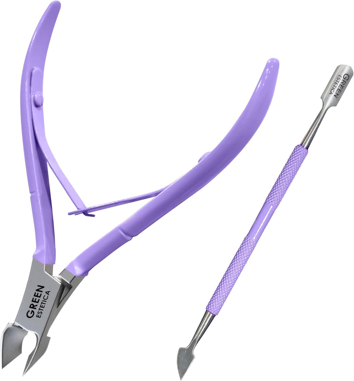 Professional Cuticle Trimmer with Cuticle Pusher Nail Cuticle Remover Nipper Silver Stainless Steel