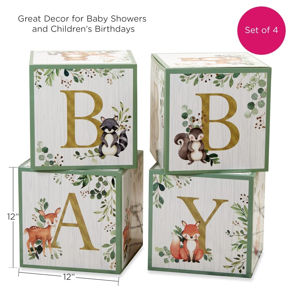 Kate Aspen Woodland Baby Boxes With Letters For Baby Shower Decorations, Gender Reveal Decoration