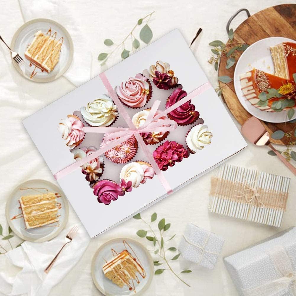 Rarapop 15 Pack Cupcake Boxes Hold 12 Standard Cupcakes, Food Grade Cupcake Holders Bakery Carrier