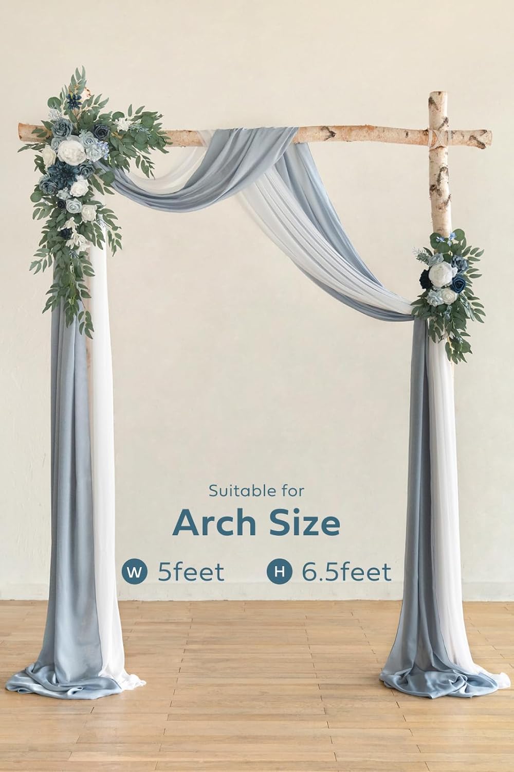 Ling's Moment Dusty Blue Artificial Wedding Arch Flowers Kit Pack of 4, 2pcs Hanging Flower