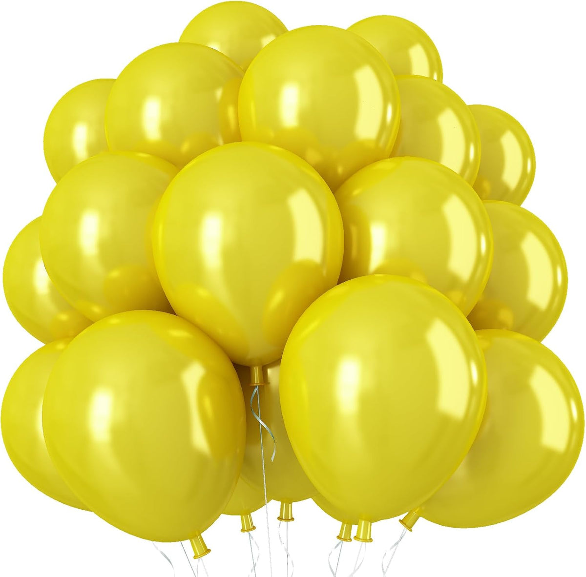 Chrome Yellow Balloons, 50 PCS 10 Inch Double-Layered Metallic Yellow Balloons, Shiny Thick Chrome