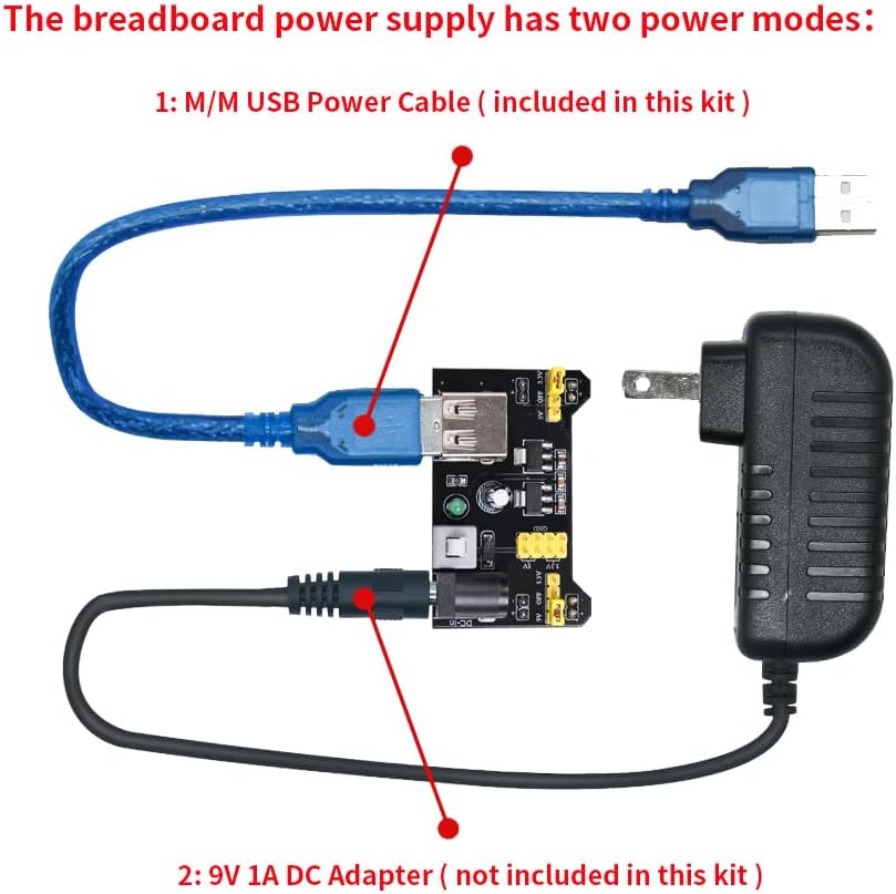 REXQualis Electronics Component Fun Kit w/Power Supply Module, Jumper Wire, 830 tie-Points
