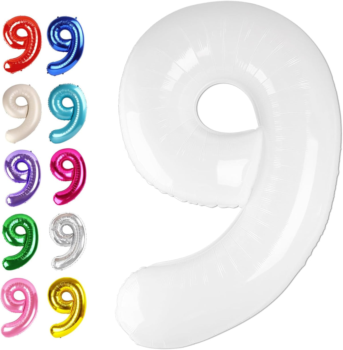Big White 40 Inch 9 Balloon Number, Jumbo Giant 9th 19 29 39 49 99 Birthday Party Decorations
