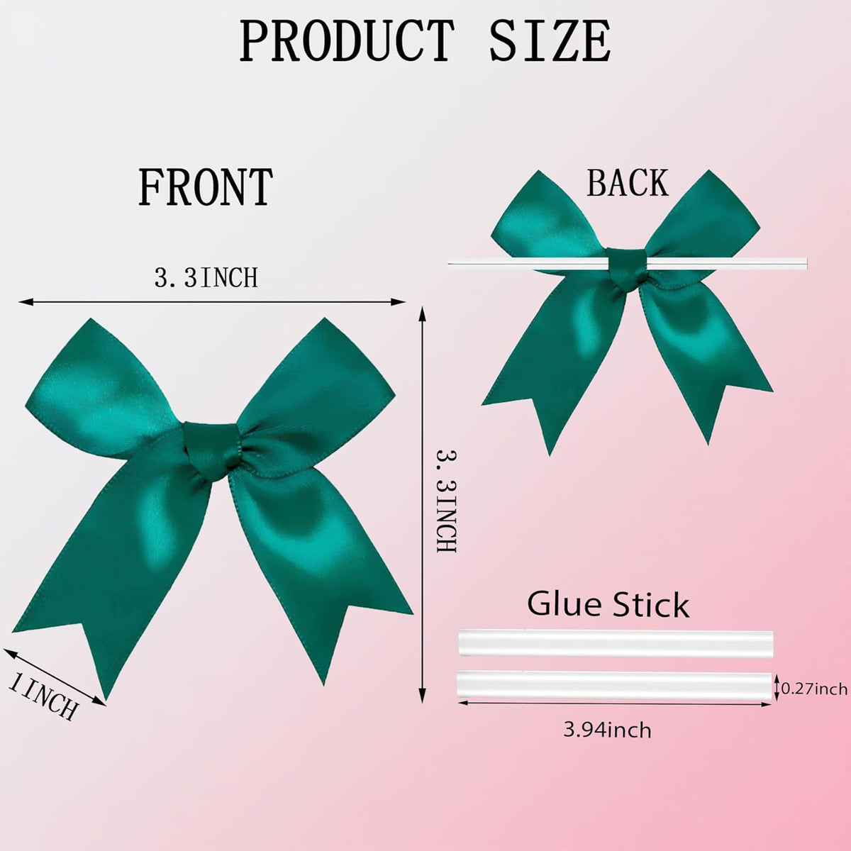 50 PCS Twist Tie Bows Satin Ribbon Bows 3.3 Inch Gift Wrap Bows Craft Bows for Gift Wrapping, Party