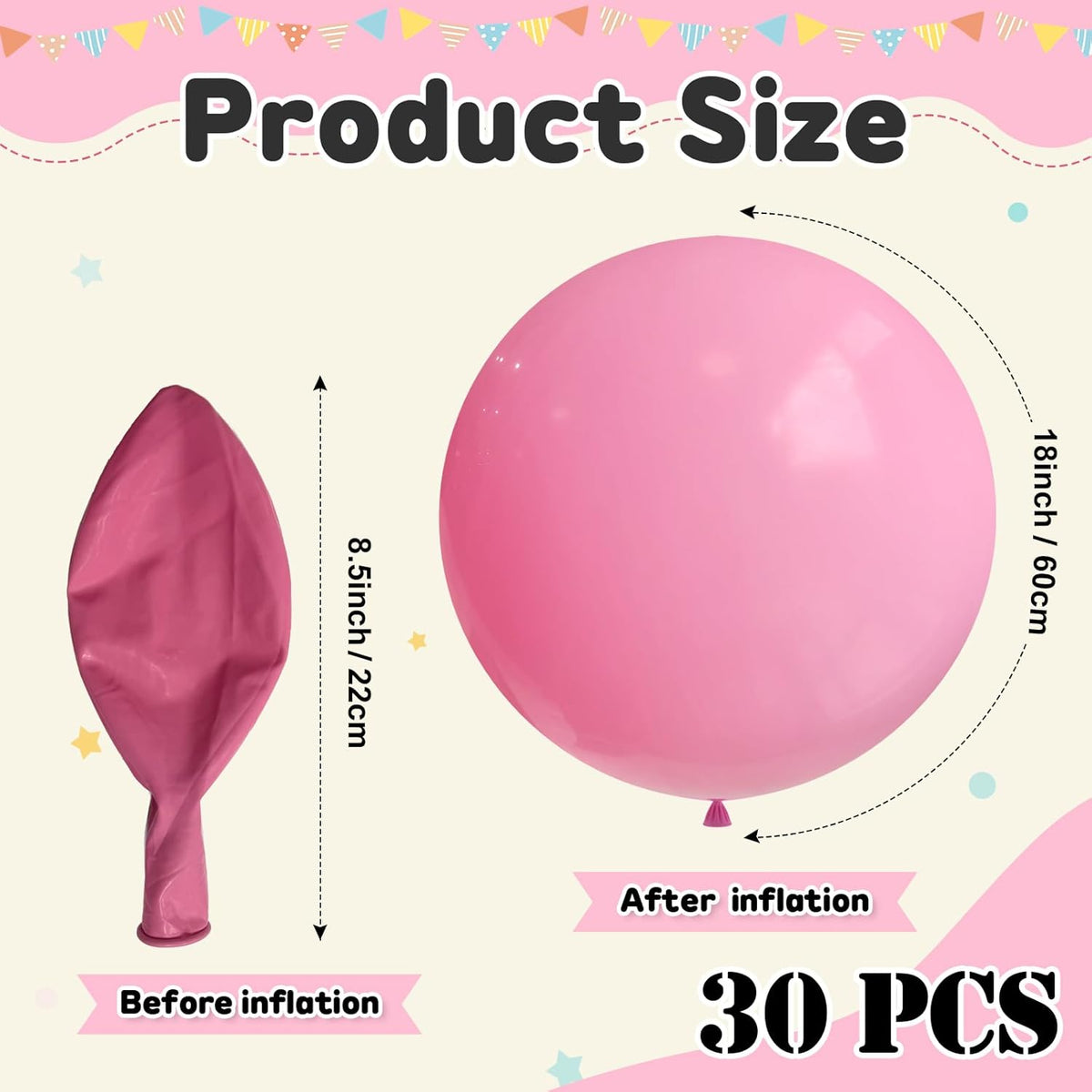30 pcs Pastel Pink Balloons 18 Inch - Large Thick Latex Balloon for Birthday Bridal Shower Wedding