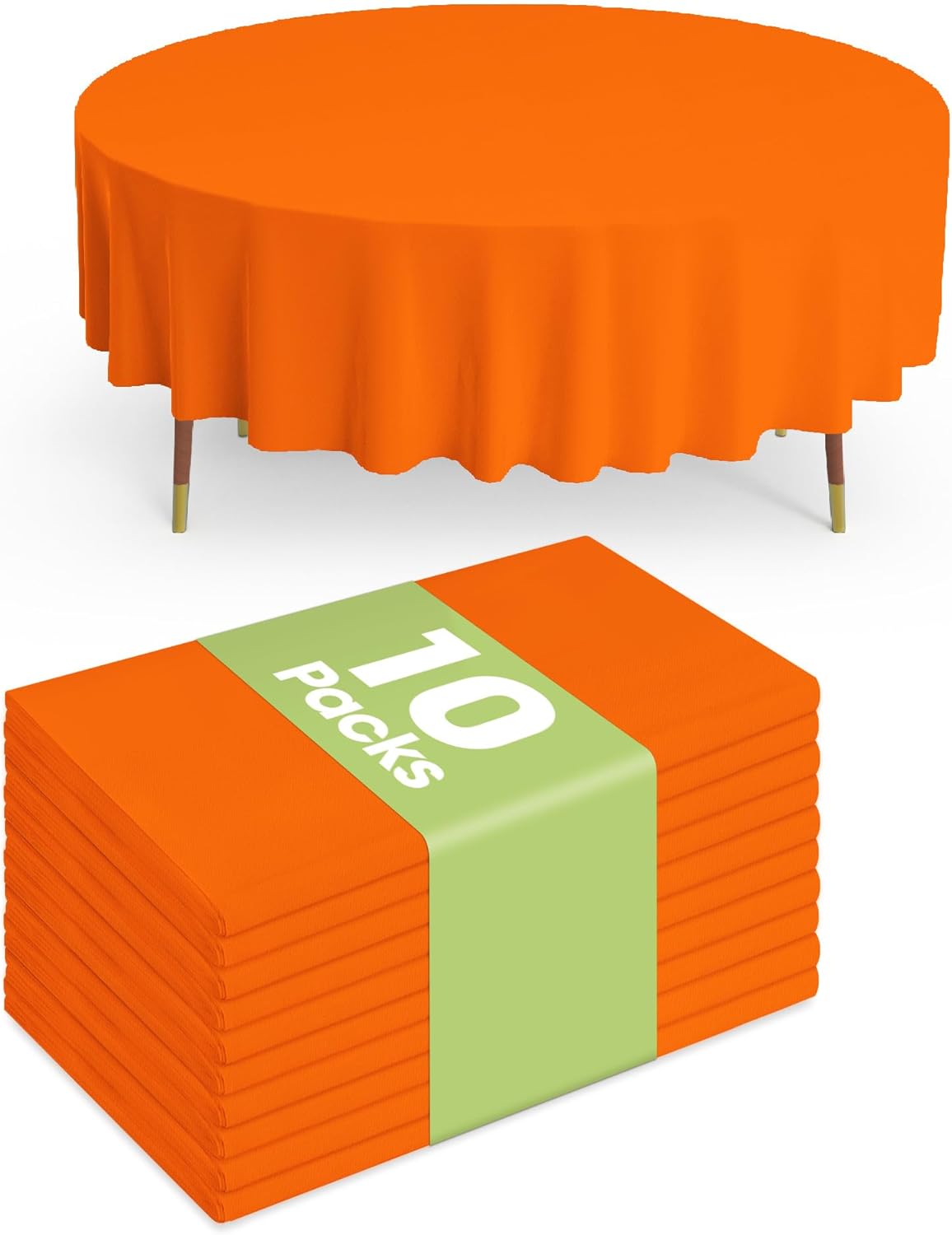 Pureegg Plastic Table Cloth Disposable 10 Pack, 84'' Round Table Cloths, Halloween Party