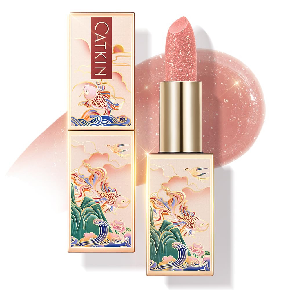 CATKIN Tinted Lip Balm Glitter Lip Stain Ultra Hydrating Lip Moistrurizer Lip Care with Vitamin E