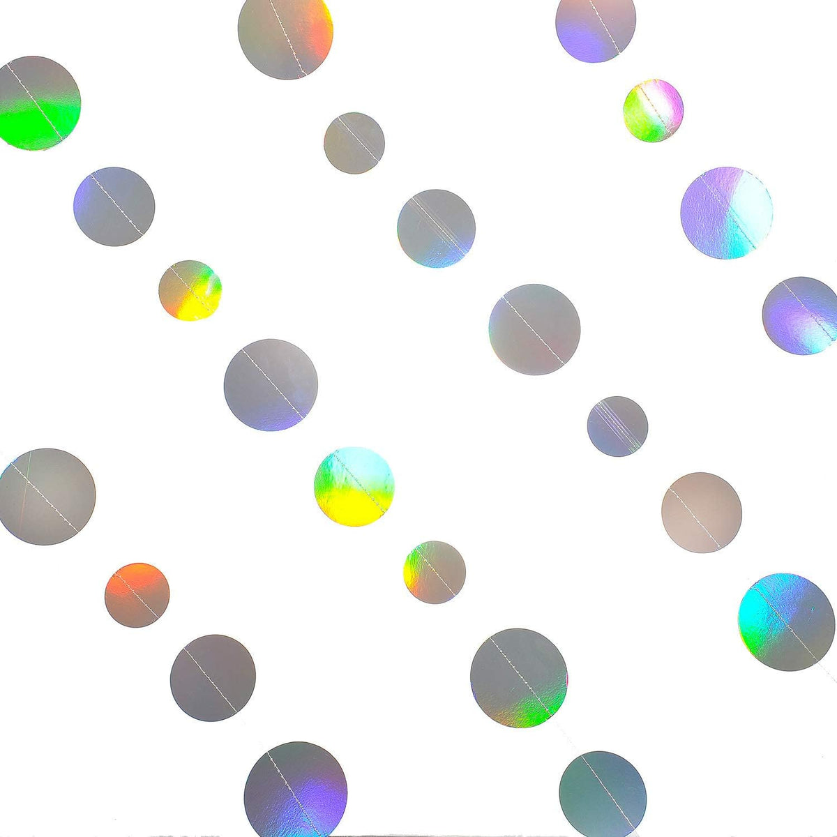 Holographic Paper Garland Shiny Iridescent Circle Dots Party Streamer Banner Backdrop Hanging