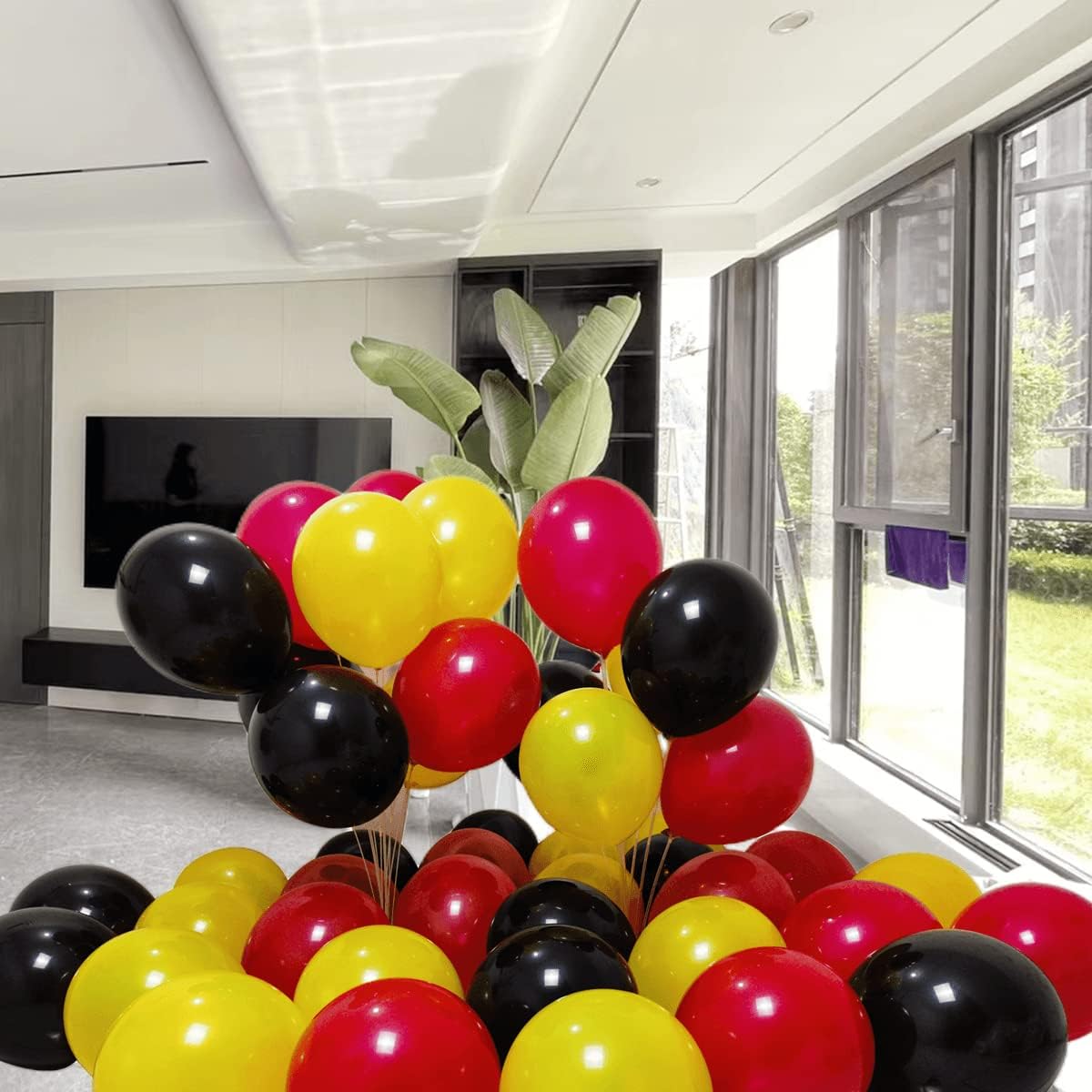 300 Pack Black Red Yellow Balloons 100 of each of the 3 colors 12 inch Black Red and Yellow Latex