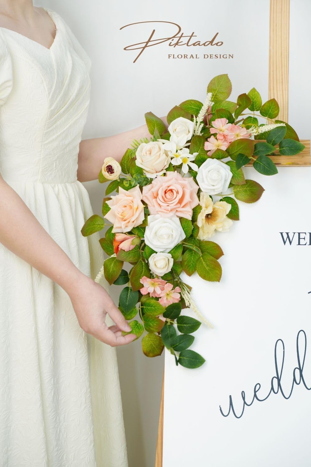 Wedding decor (pack of 2) Welcome Sign Flower Backdrop Garland For Ceremony Reception Wall Easel