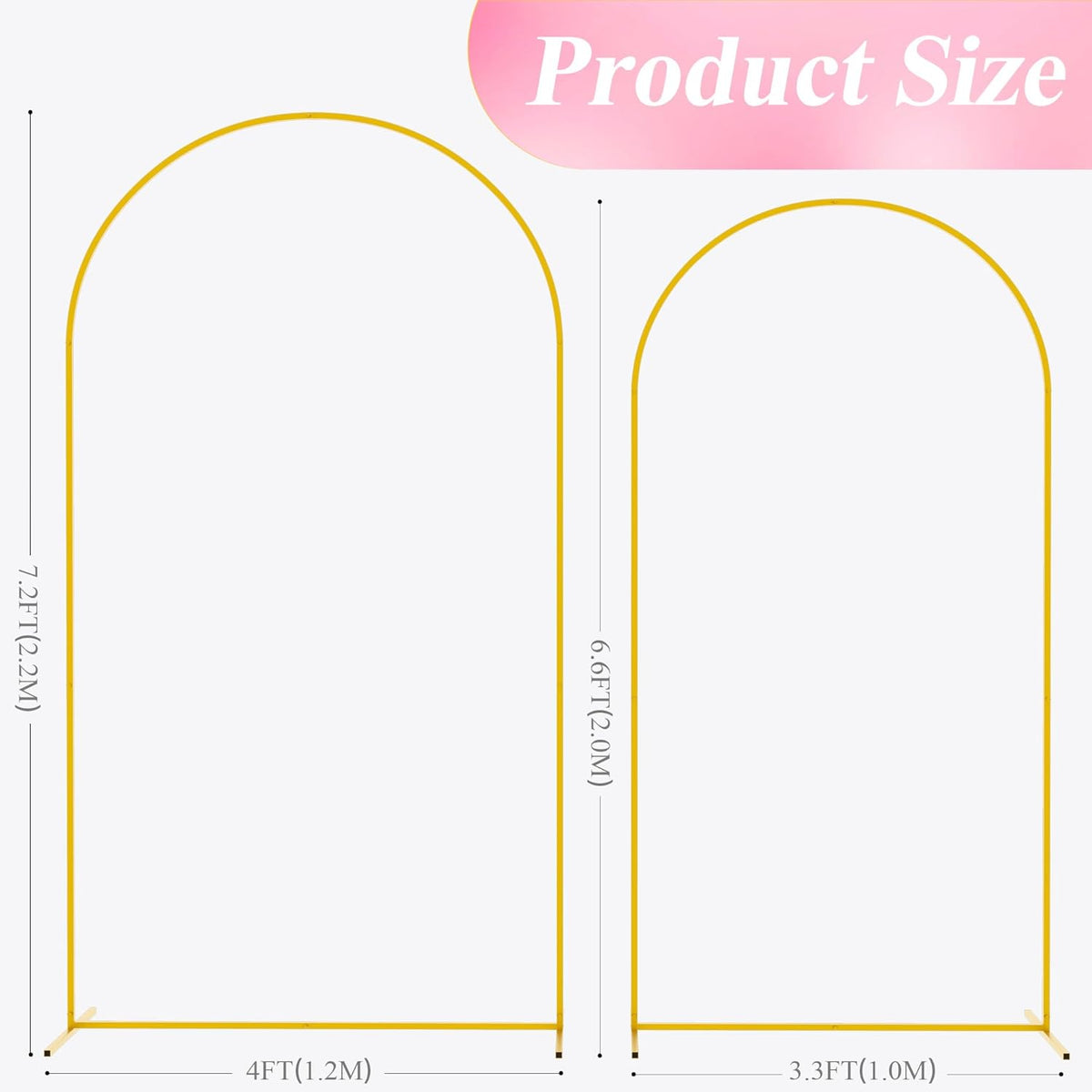Wokceer Wedding Arch Backdrop Stand 7.2FT, 6.6FT White Metal Arch Stand Set of 2 for Birthday Party