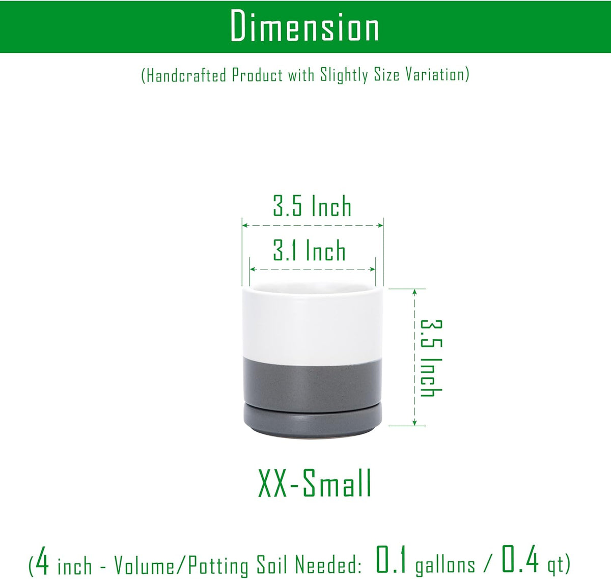 D'vine Dev Set of 4 Small Ceramic Plant Pots, 3.5 Inch Succulent Planter Pot for Plants with
