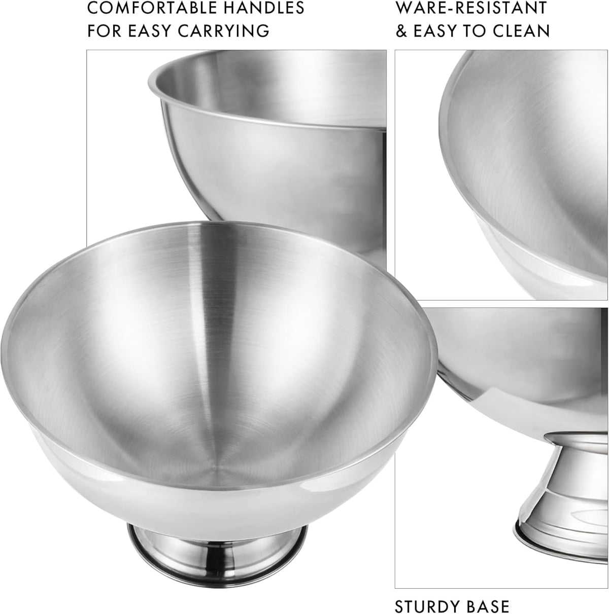 12L Silver Large Ice Bucket for Parties - 16"x16"x10" Huge Punch Bowl with Ladle - Stainless Steel