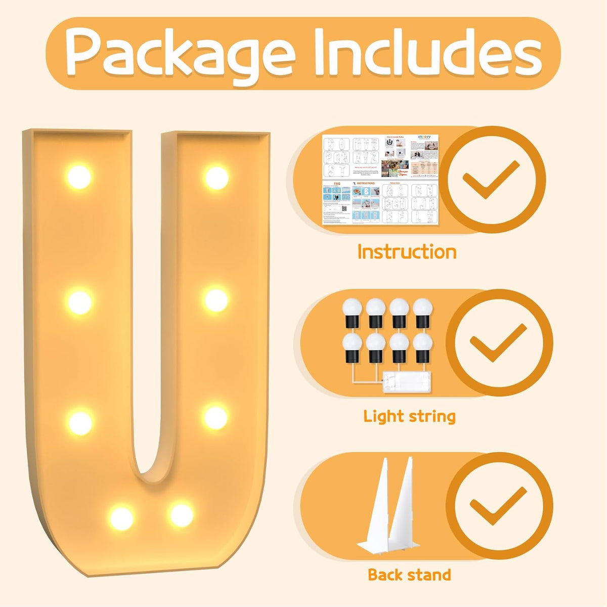 Marquee Letters 3 Feet Tall Large Light Up Letters U Happy Birthday Decorations Marry Me Engagement