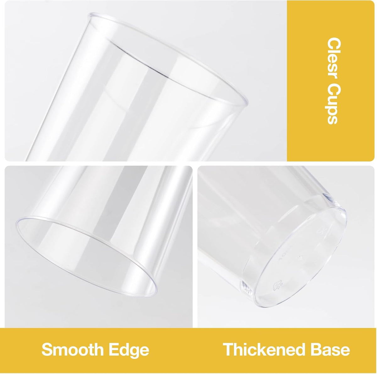 Goodluck 100PCS 10oz Clear Plastic Cups for Party, Disposable Clear Plastic Cups, Cocktail Glasses