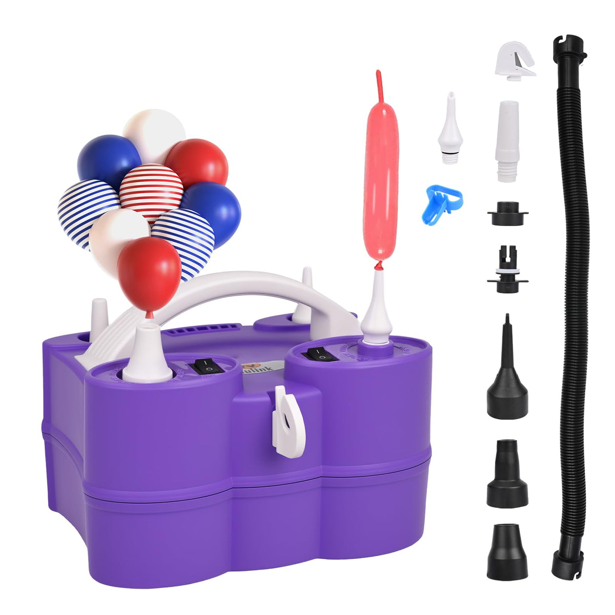 NuLink Balloon Pump 3-in-1 Electric Air Pump Dual Nozzle Blower for 260q Foil Latex Mylar Balloon