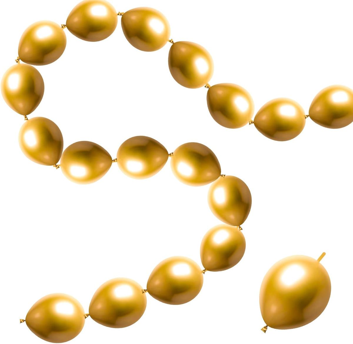 50 Pcs Quick Link Balloons Gold Metallic Chrome 6 inch, Latex Linking Balloons for Balloon