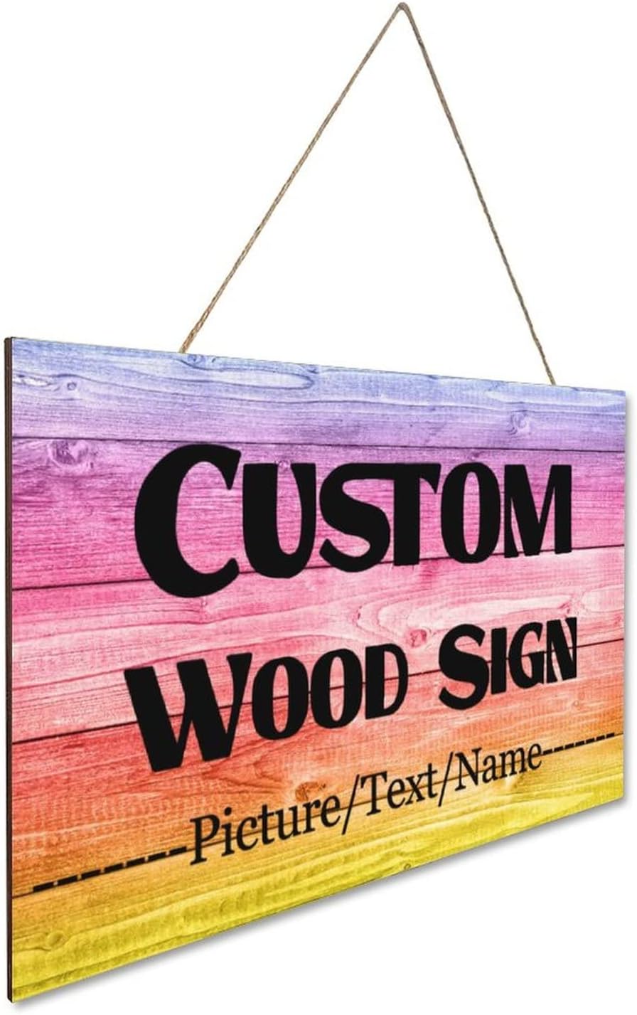 Custom Wood Sign With Hanging String, Personalized Wooden Name With Text Logo Photo, 20 Fonts, 100