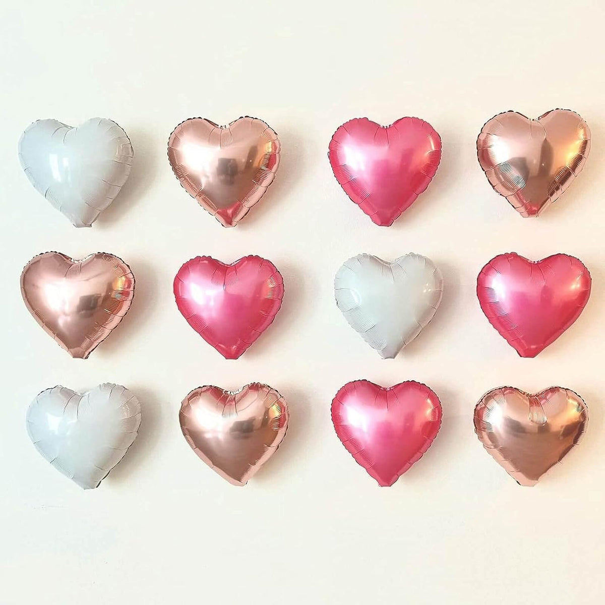 10Pcs Grey White Foil Heart Shaped Balloons 18 Inch Mylar for Baby Shower, Wedding, Valentine