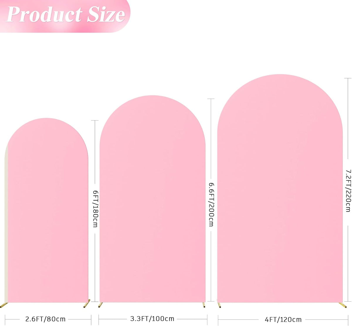 Wokceer Wedding Arch Cover (7.2FT, 6.6FT, 6FT) Set of 3 Spandex Fitted Wedding Arch Stand Covers