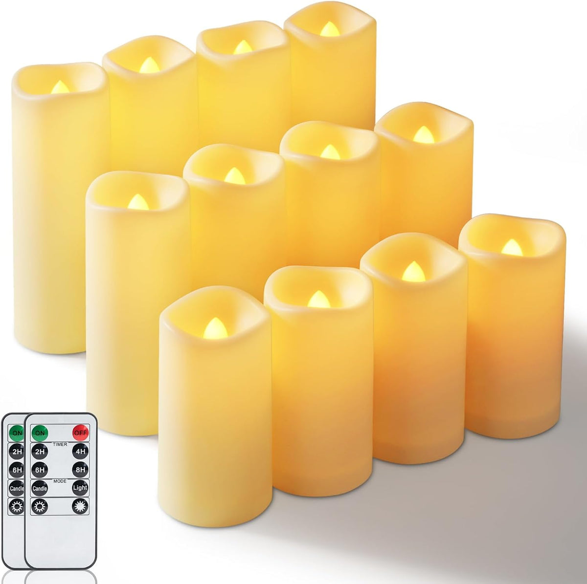 Homemory 12-Piece Waterproof Flameless LED Candles with Remote Control & Timer, Multi-Size Set