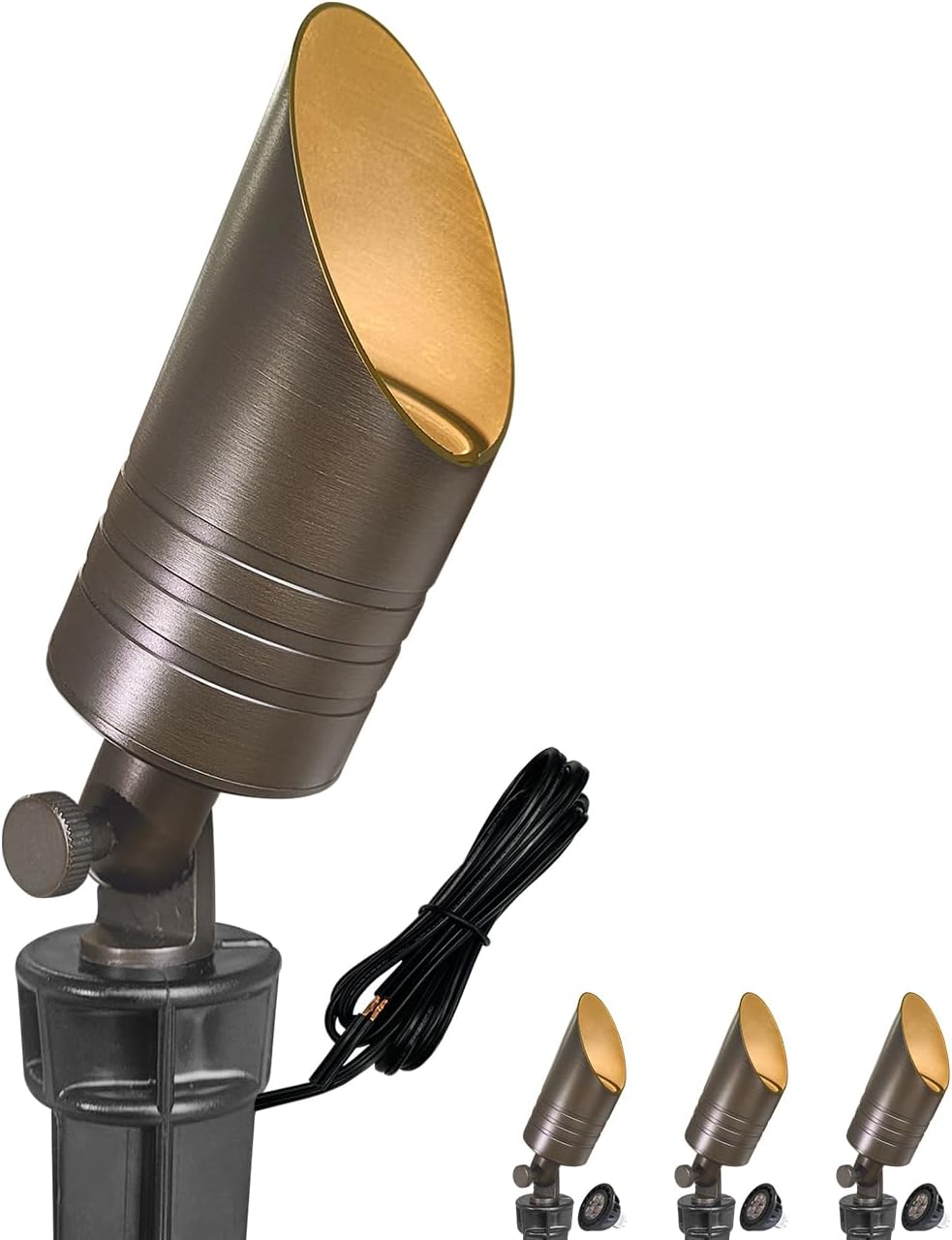 MALORY Brass Landscape Spot Lights,12V AC/DC Low Voltage LED Landscape Lighting,Waterproof Spot Up