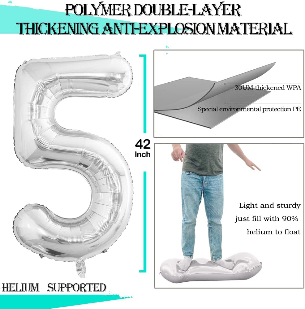 GOER Number 50 Balloons for 50th Birthday Party Decorations,42 Inch Jumbo Foil Helium Balloons for