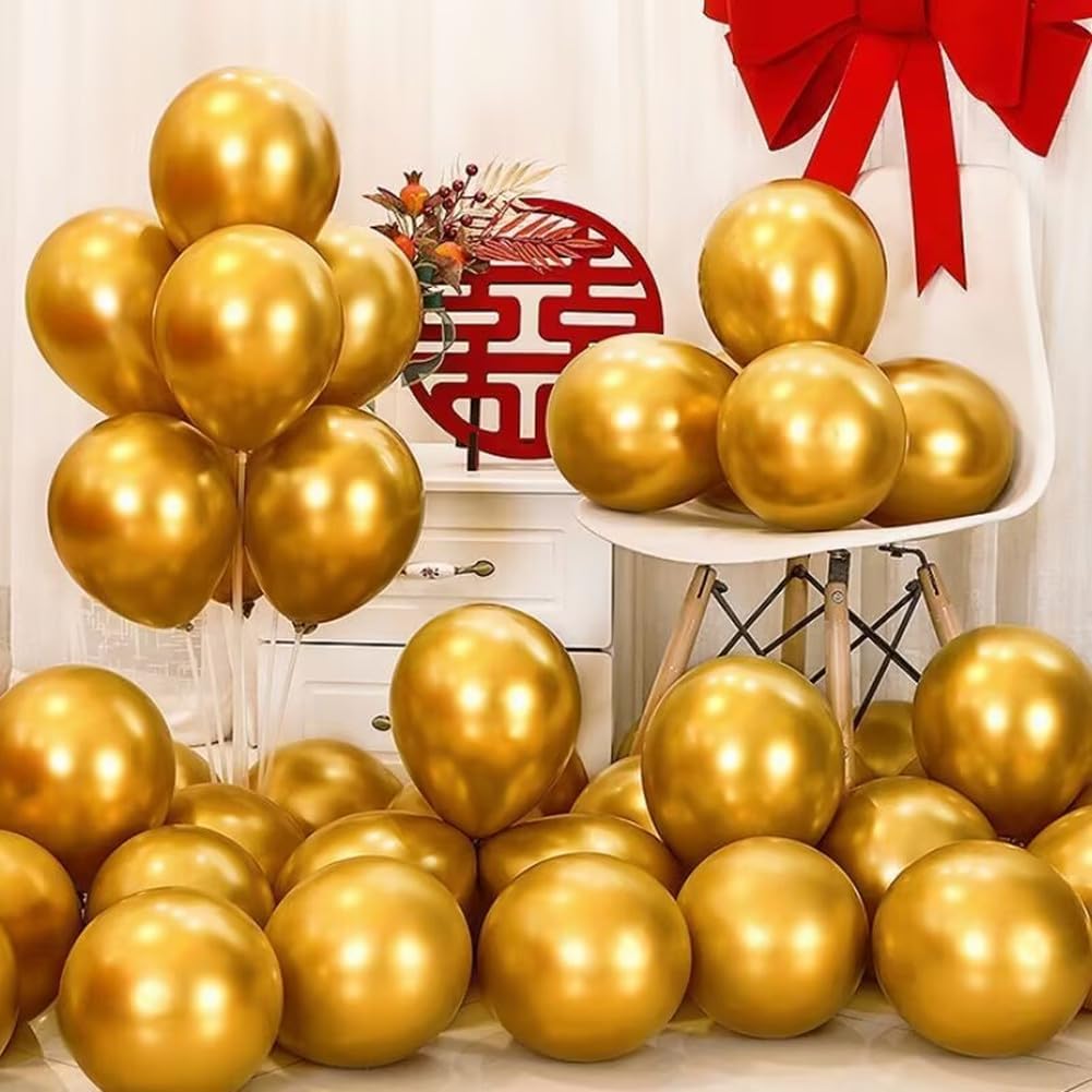 400 Pack Gold Balloons 5 Inch Metallic Chrome Gold Latex Small Balloon for Birthday Wedding Bridal
