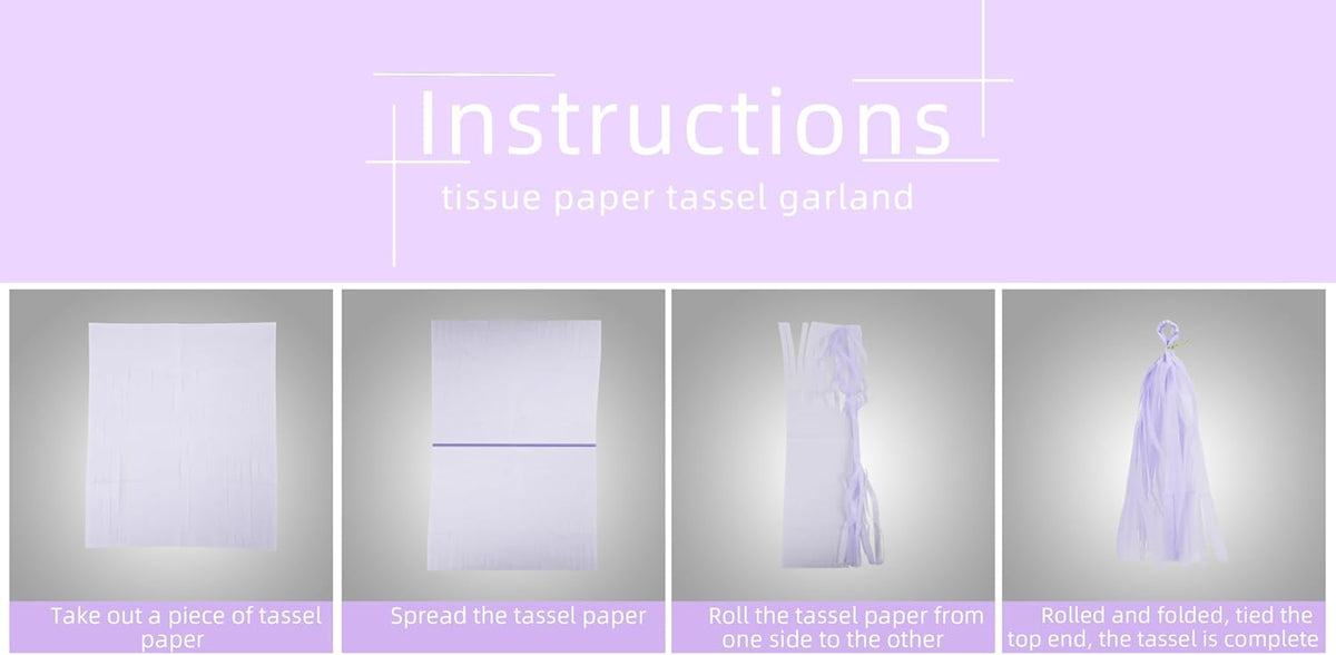 White Purple Party Decorations - 15Pcs Tissue Paper Tassel Garland Birthday Decorations Valentines