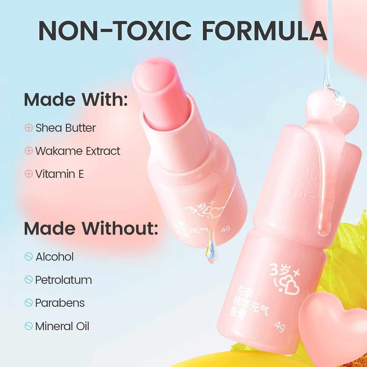 RUNBEN Color Changing Lip Balm for Kids, 24H Moisturizing & Hydrating for Chapped Lips, Safe &