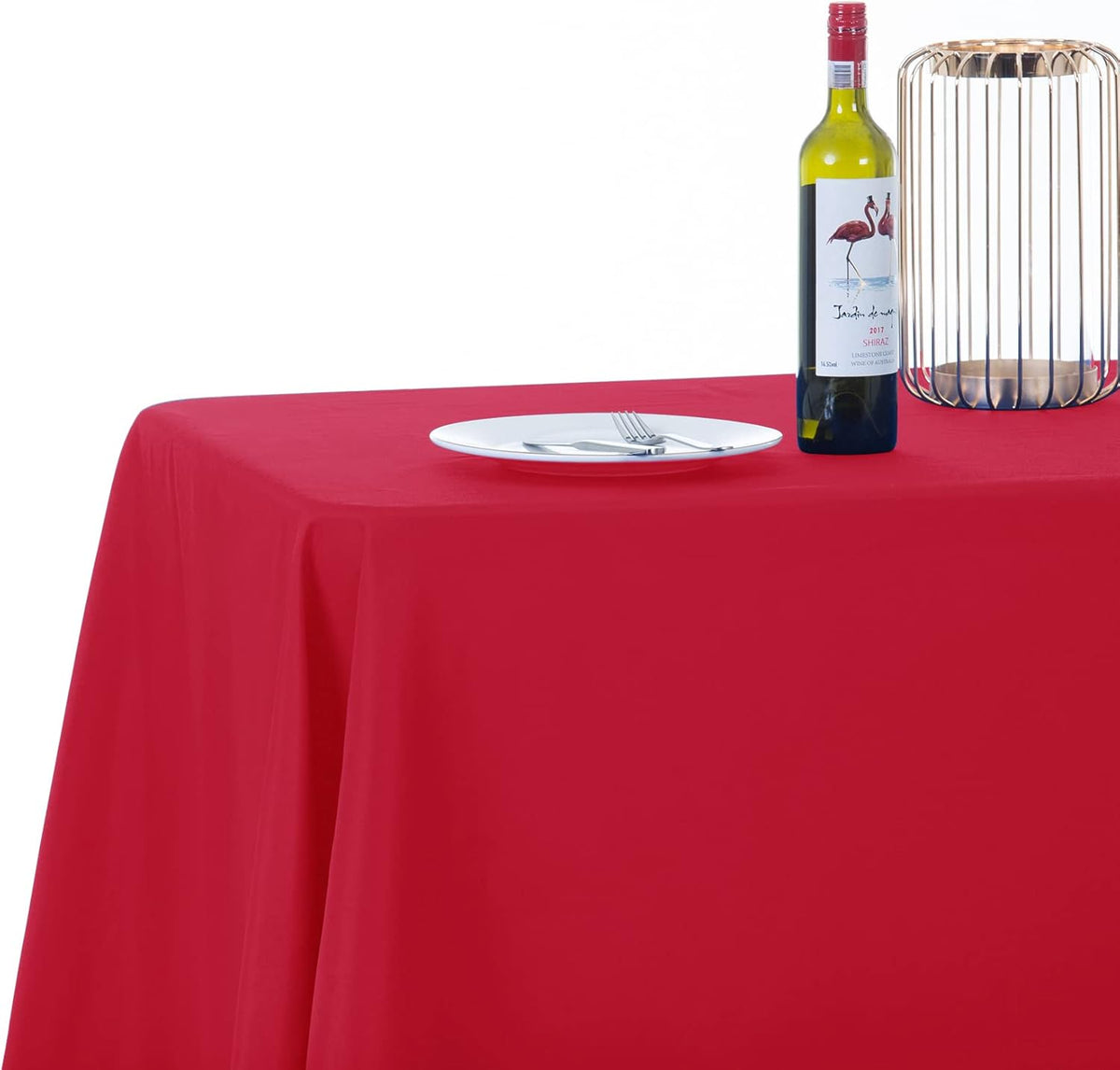 Ascoza 2pack 90x132 Inch Red Rectangular Tablecloth 8 Feet Table Cloth in Polyester Fabric for