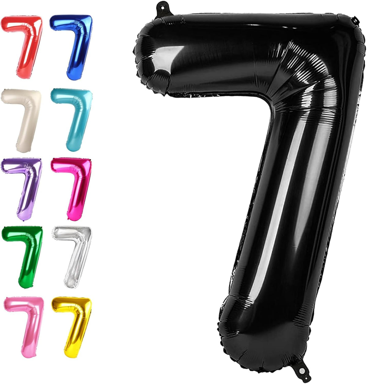 Black Number 7 Birthday Balloon 40 Inch, 7 17 27 70 77 Party Celebration Decorations Supplies