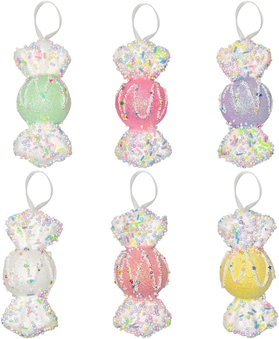 LANGXUN 6pcs Candy Land 2025 Xmas Birthday Party Wedding Suppiles Decoration, Hanging Candy Cane