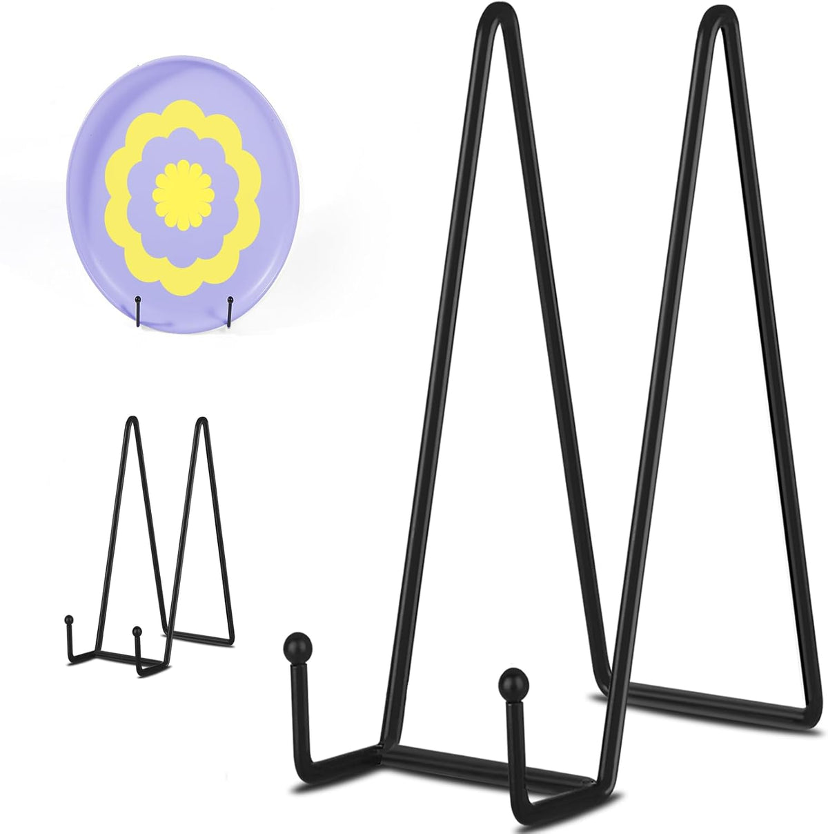 Decolore 3 Pack 12 Inch Black Picture Stands Plate Stands for Display Large Book Stands Table Top