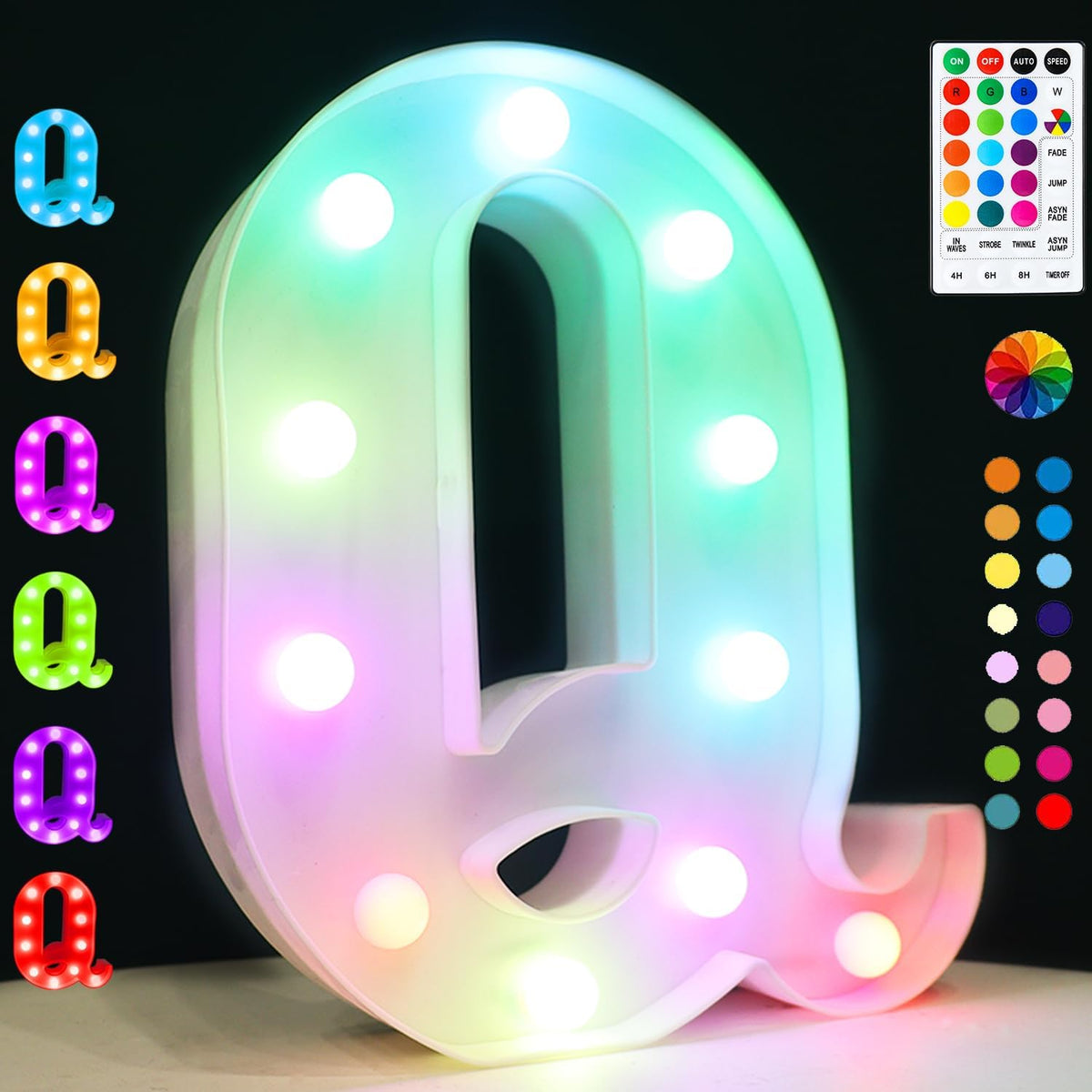 Light Up Colorful LED Marquee Letter lights, 18 Colors Changing Alphabet Letters Sign with Remote