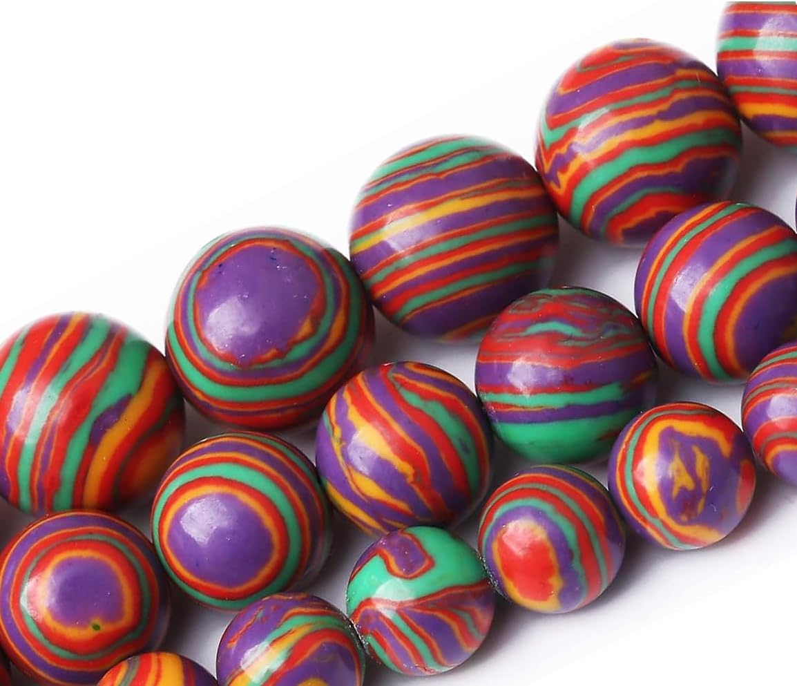 Painted Peacock Turquoise Stone Beads Gemstone Round Crystal Energy Jade Beads Stone Beads for