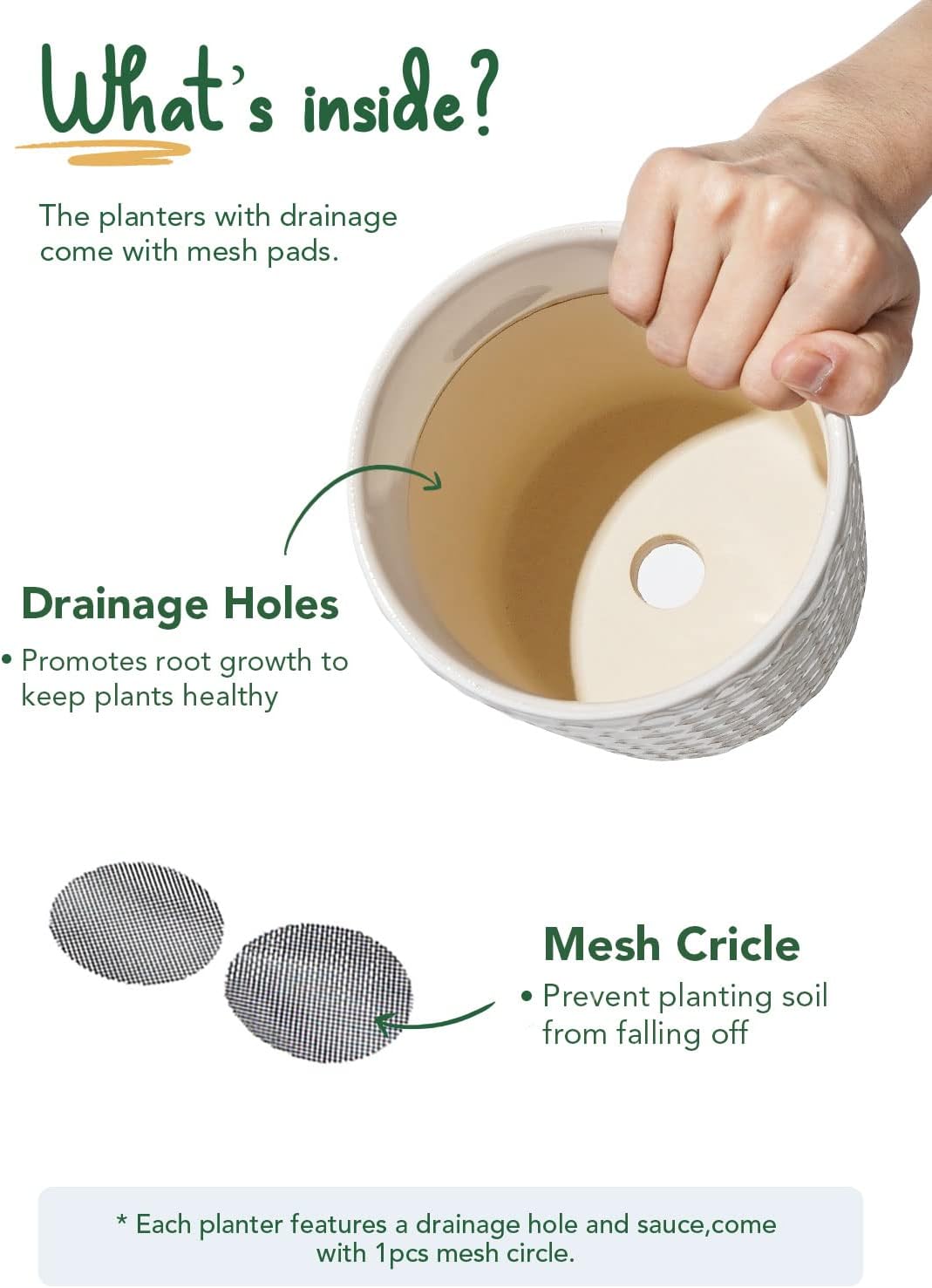 LE TAUCI Ceramic Pots for Plants, 5.4 Inch Plant Pots with Drainage Hole and Saucer, Indoor Plant