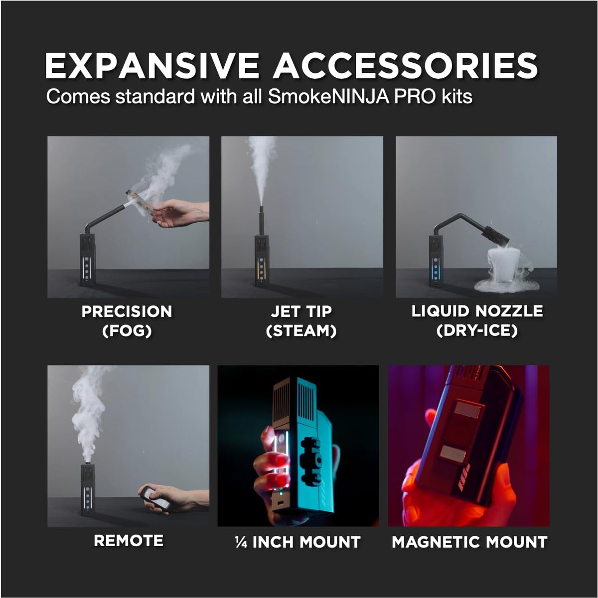 PMI SmokeNINJA PRO HAZER KIT - Portable Fog Machine with Bluetooth, 3rd Gen Haze Nozzle for
