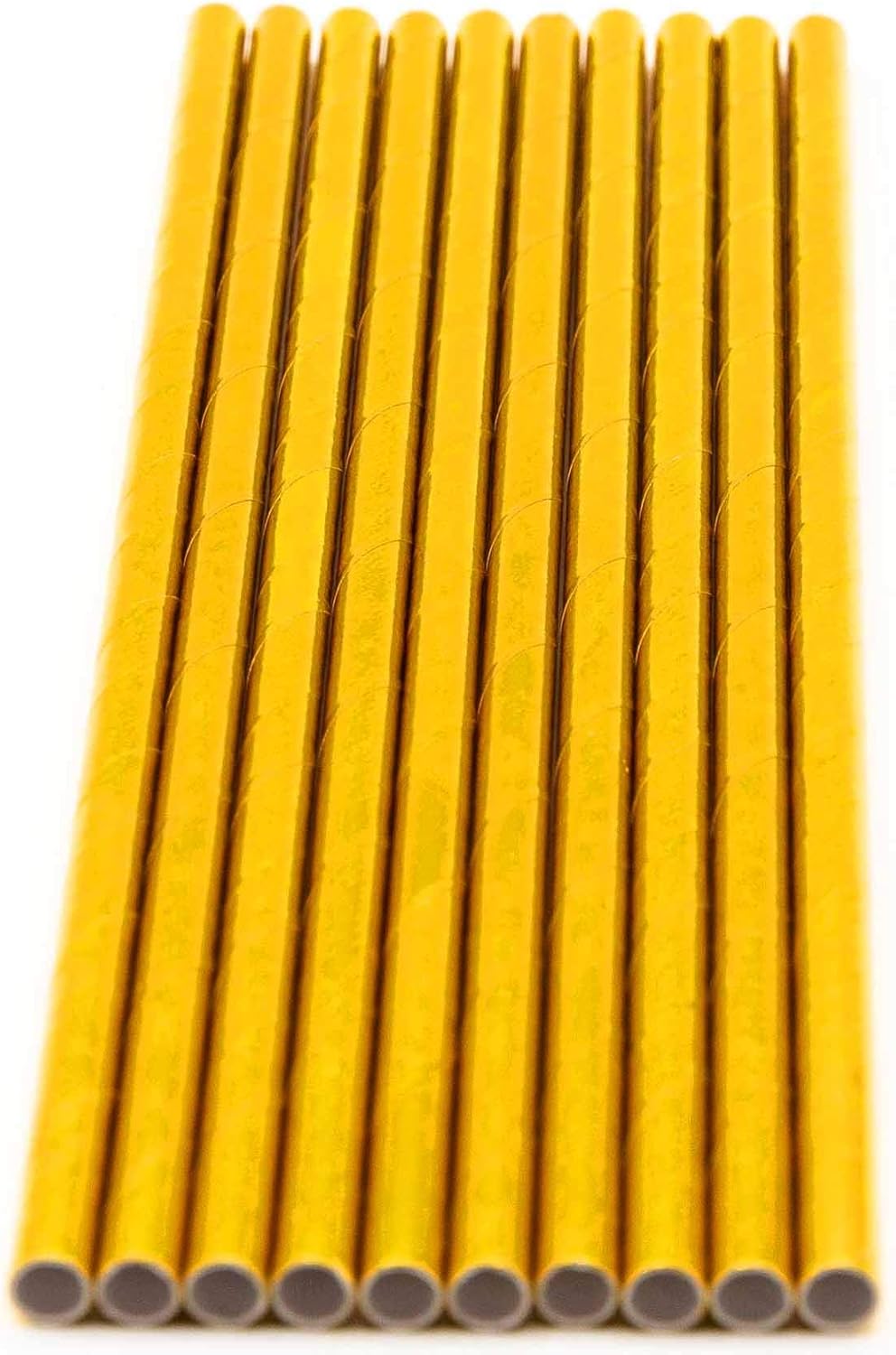 Pack of 150 Gold Foil Biodegradable 4-Ply Paper Drinking Straws (Compostable, Non-toxic, BPA-free)