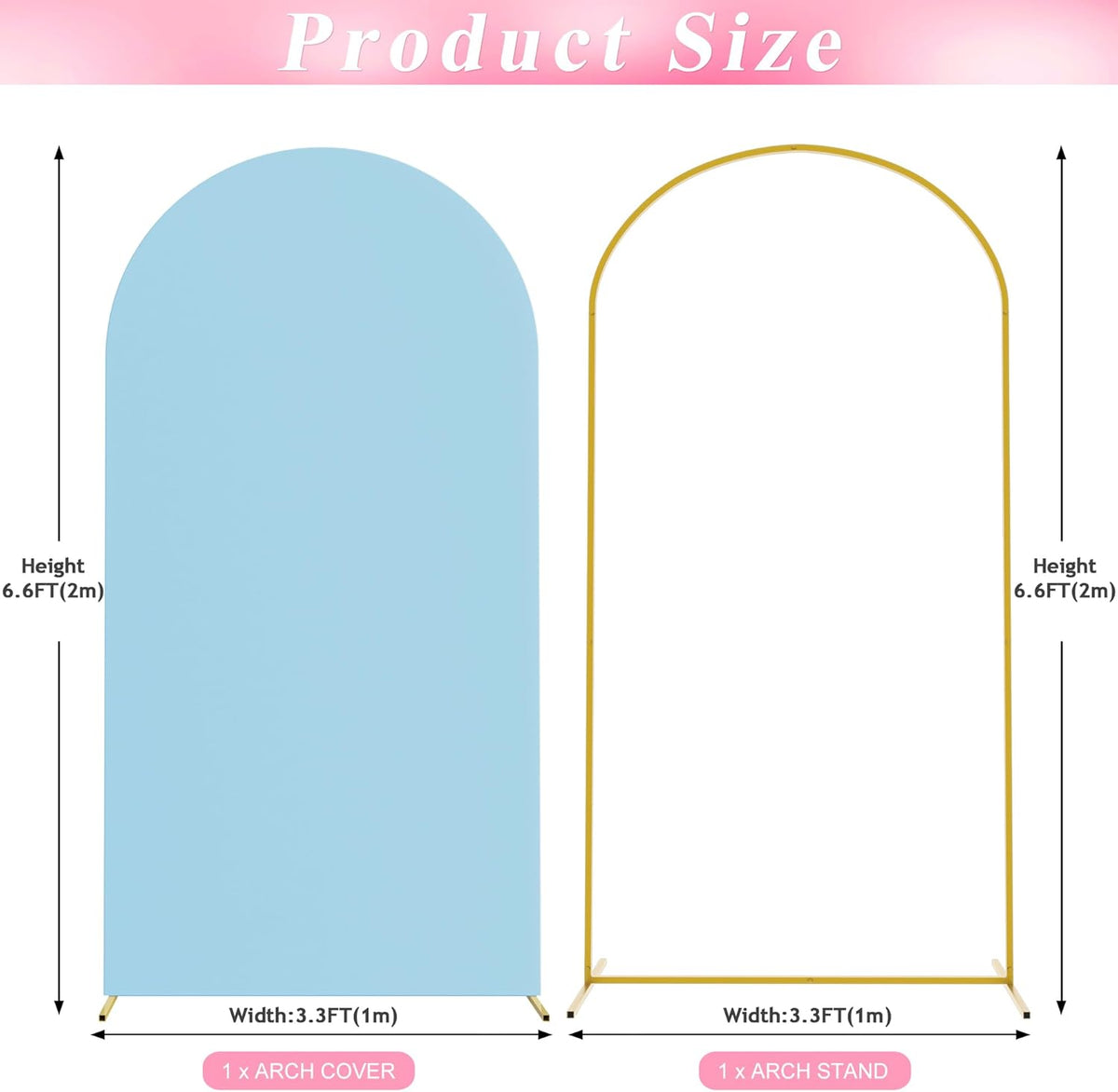 Wokceer 6.6 FT Wedding Arch Stand and Arch Cover, Metal Arch Stand with Arch Stand Cover for