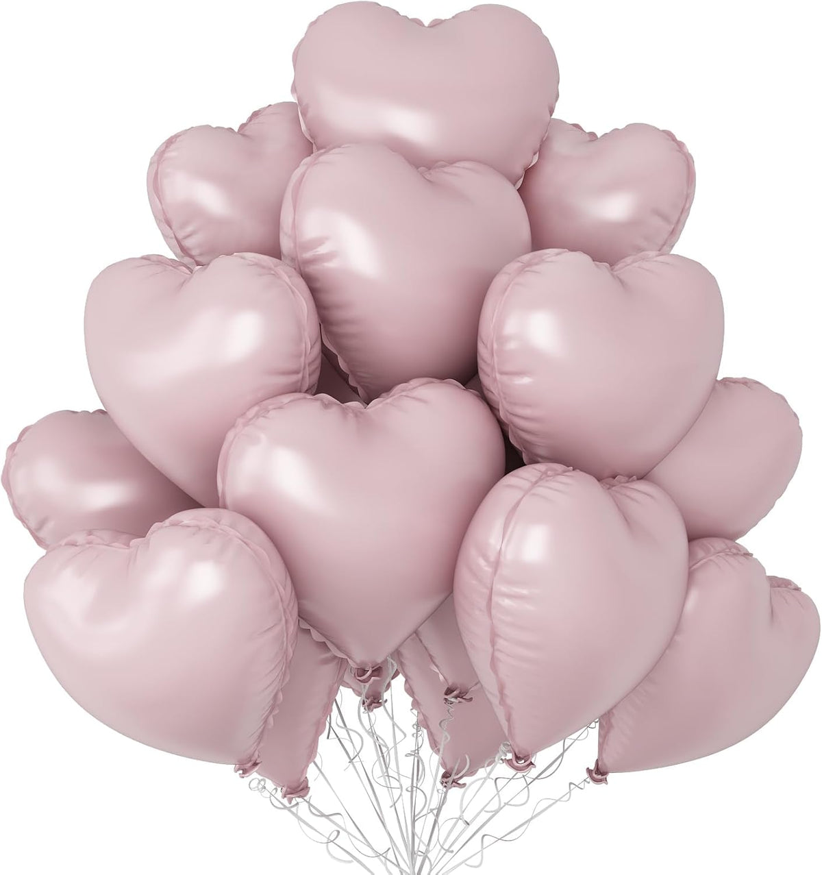 Baby Pink Heart Balloons,12Pcs 18 Inch Pastel Pink Foil Love Heart Shaped Balloons for Girl Party