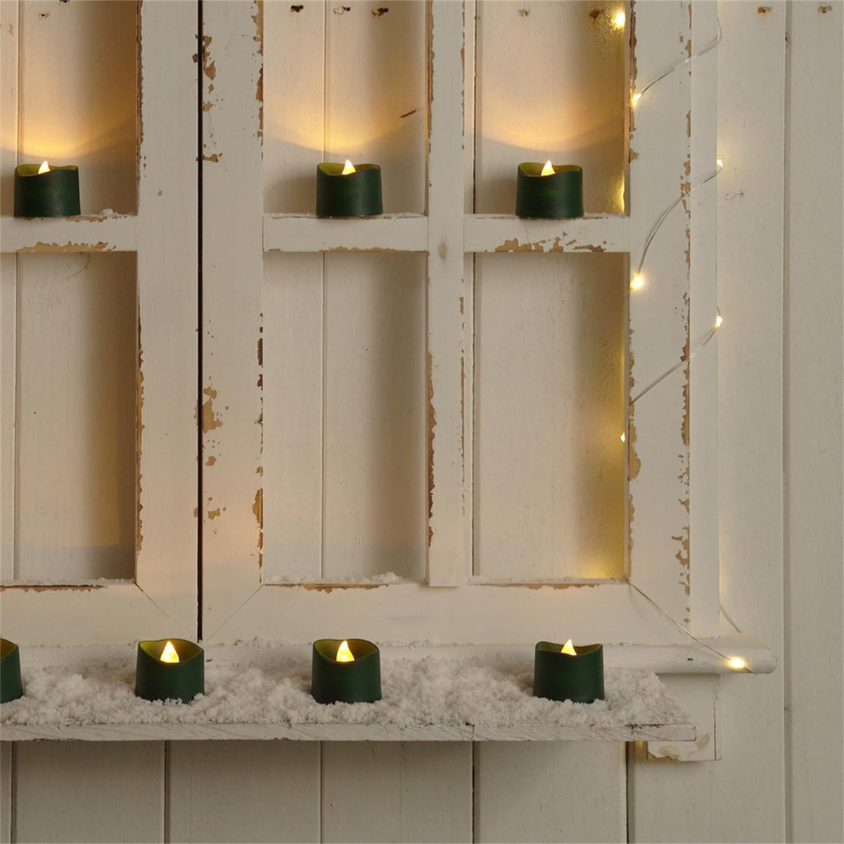 Homemory Green Tea Lights Candles Battery Operated, 200+Hour Flameless Flickering Fake Electric LED