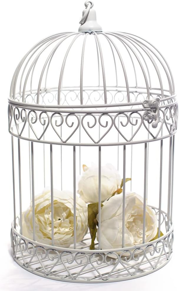 Anderson's Decorative Ivory Wire Birdcage Wedding Centerpiece, Table Décor, Hanging Decorations