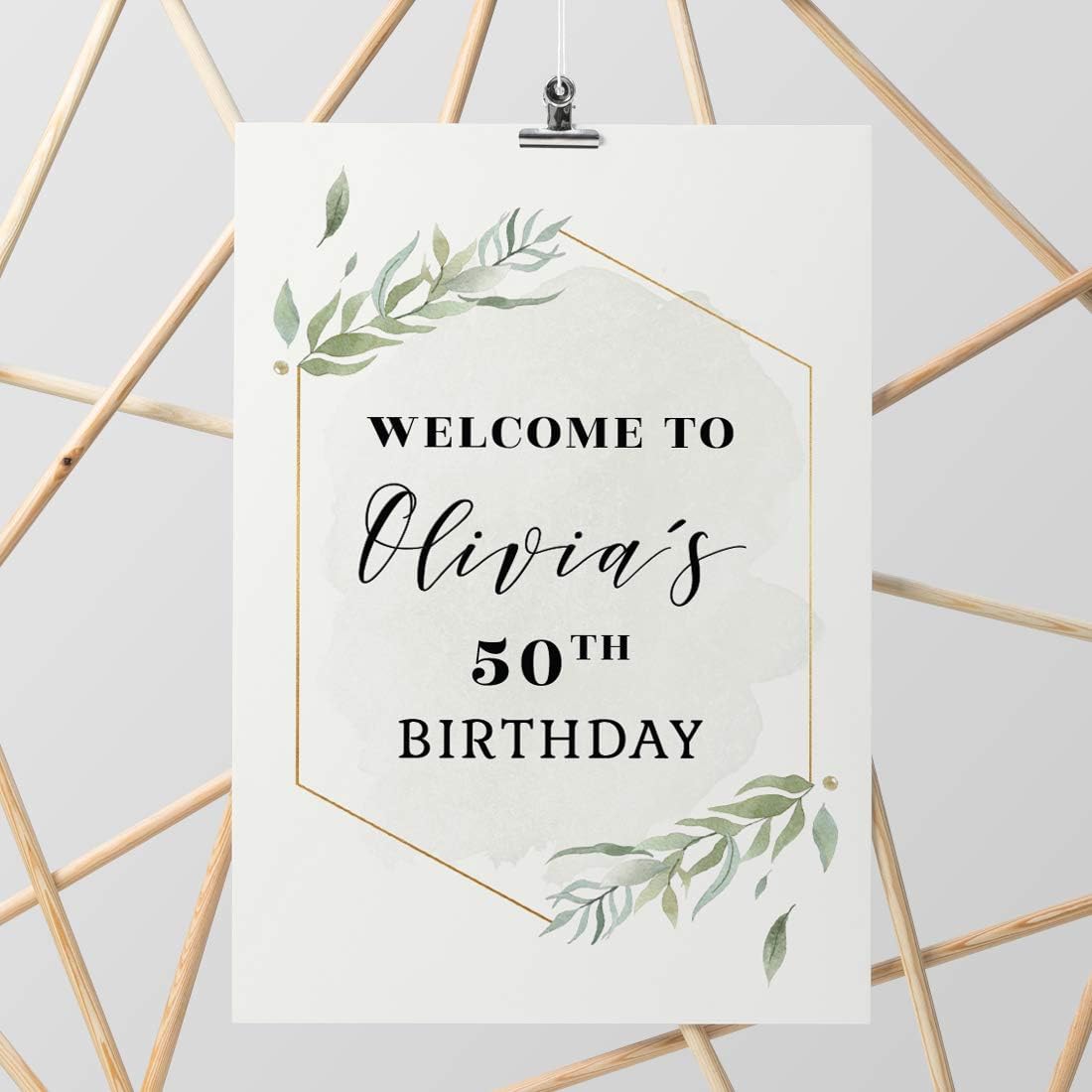 Andaz Press Personalized Extra Large Birthday Easel Board Party Sign, 12x18-inch, Modern Black