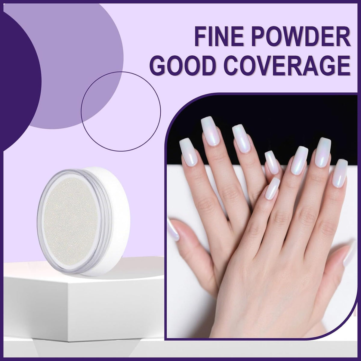 Artdone Chrome Nail Powder Magic White Pearl Kit Mirror Effect Silver Metallic Holographic Dip Nail