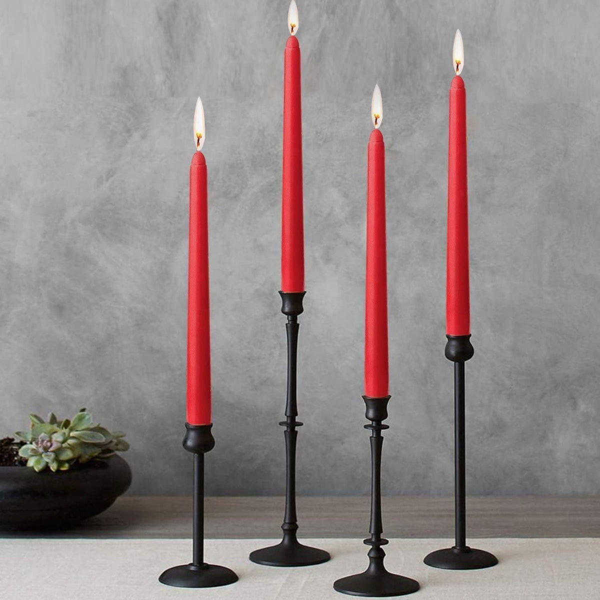 14 Pack Tall Red Taper Candles - 10 Inch Red Dripless, Unscented Dinner Candle - Paraffin Wax with