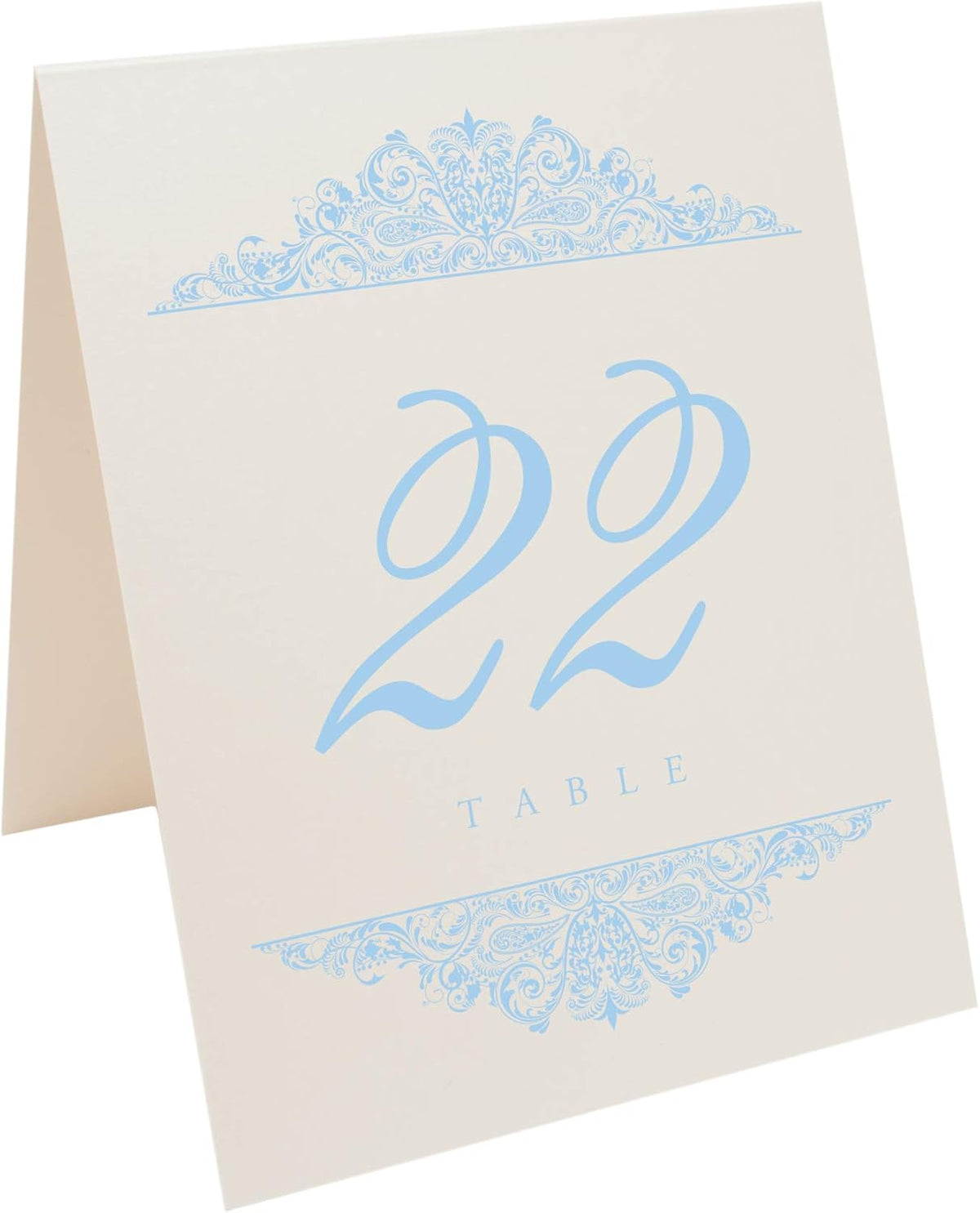 Paisley Wedding Table Numbers (Select Color/Quantity), Champagne, Light Blue, 1-70, Double Sided