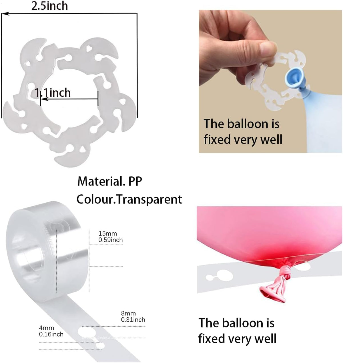 Balloon Arch Garland Kit, 5 Balloon Garland Strips - 50 Balloon Flower Clips and, Birthday Party