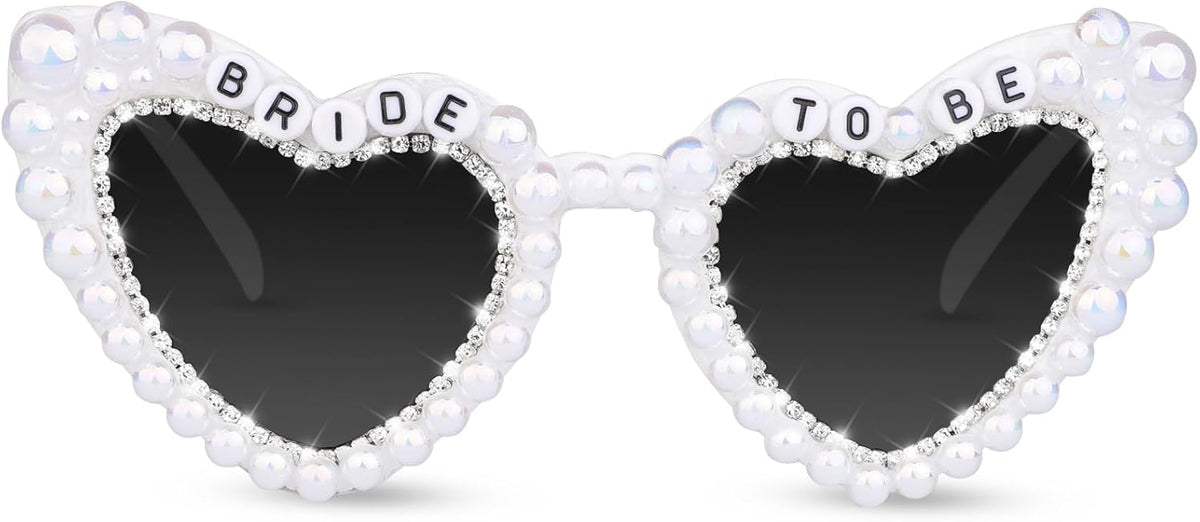 Bride Sunglasses for Bachelorette White Heart Glasses for Bride to Be Gift, Bachelorette