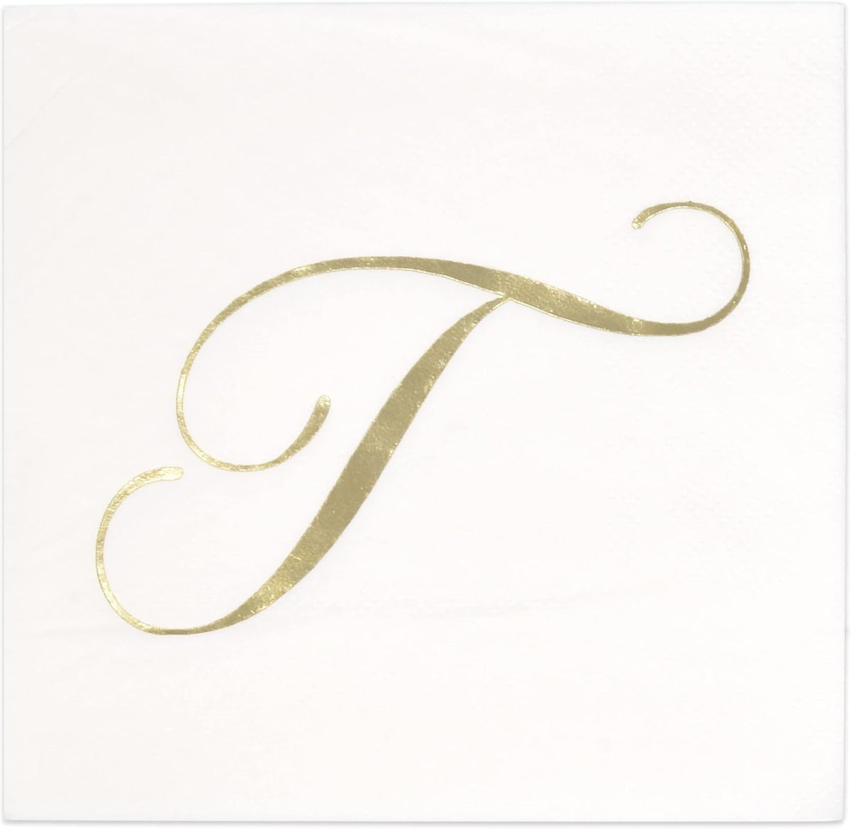 Gift Boutique 100 Gold Monogram Cocktail Napkins Letter T Disposable Paper Pack Elegant Metallic
